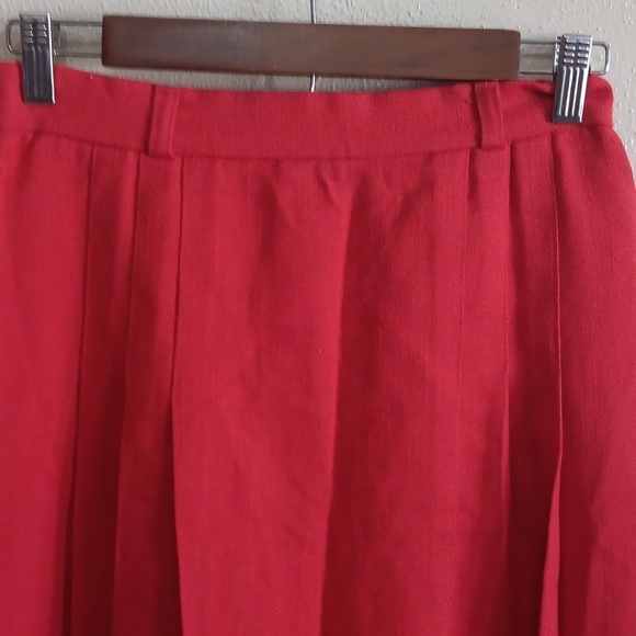 60s Skirt, Red Midi Vintage High Waist Pinup - Picture 3 of 10